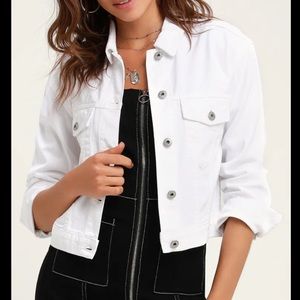 BB Dakota White Noise White Cropped Denim Jacket Size M